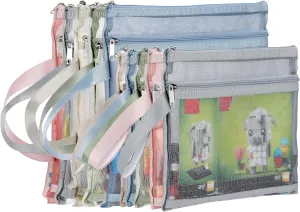 10 Pack Colored Double-Layer Mesh Zipper Pouch Bags, Nylon Building Block Sets Toy Storage & Organization, Breathable See Through (5Pcs A4 5Pcs A5) Pouch with Handle for School Office Games