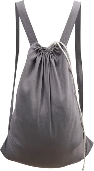 100% Pure Linen Travel Backpack Laundry Bags with Shoulder Straps 20x24in-Washable Drawstring Hanging Laundry Hamper Rxtra Large Portable Cloth Laundry Bag for Dorm College Military Gym-Grey