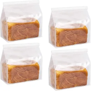 25 White Toast Bags with Window - 11 * 8.7 * 4.3 Inch Paper Bread Bags with Tin Tie Tab Lock for Toast, Cookie, Coffee Bean
