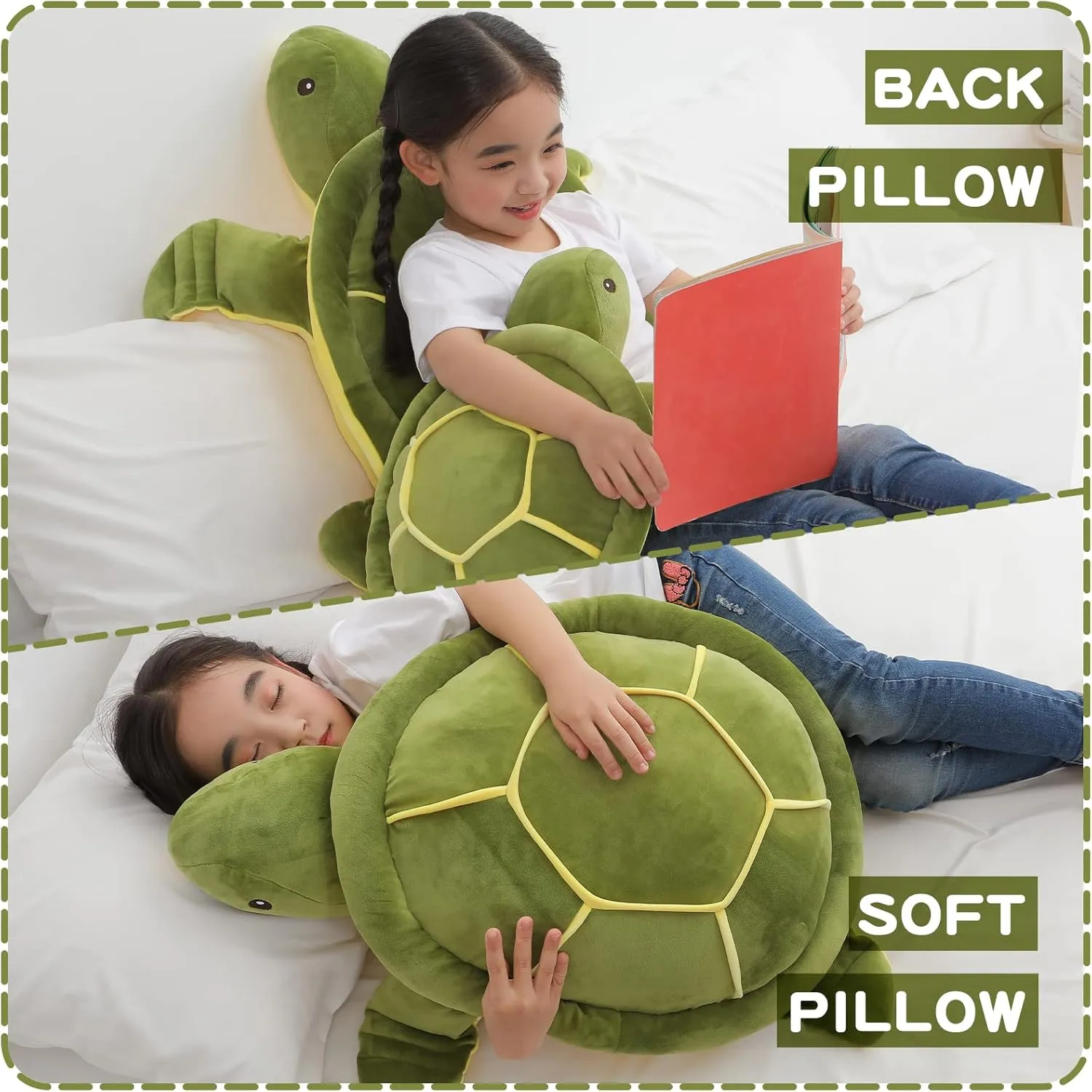 28 inch Big Green Sea Turtle Stuffed Animals Giant Soft Plush Toys, Large Ocean Turtle Plushies Body Pillow, Gifts for Kid Boys, Girls, Girlfriend, Birthday, Easter