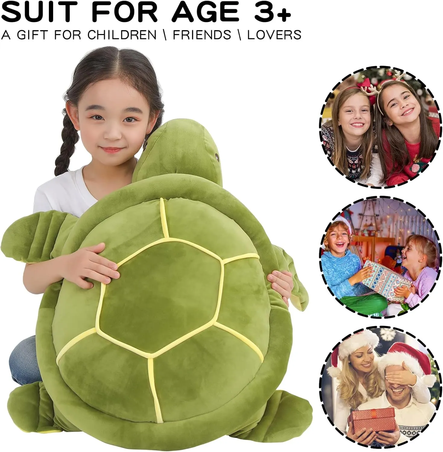 28 inch Big Green Sea Turtle Stuffed Animals Giant Soft Plush Toys, Large Ocean Turtle Plushies Body Pillow, Gifts for Kid Boys, Girls, Girlfriend, Birthday, Easter