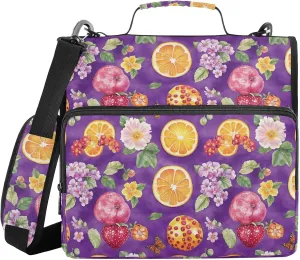3 Rings 1.5 inch Sturdy Zipper Binder with Strap Waterproof School Supplies Organizer Suitable for Middle School Beauty Cloudberry Fruit