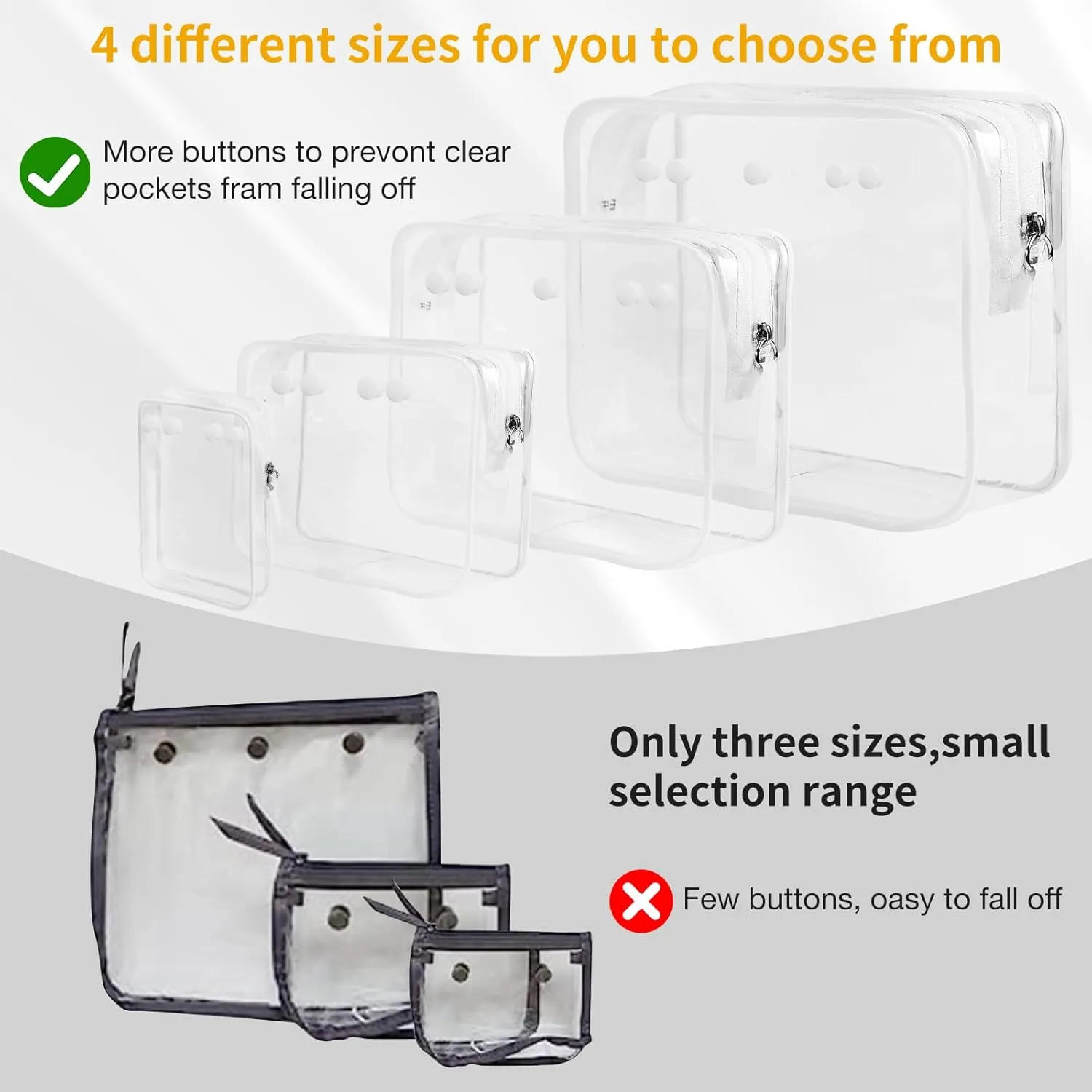 4 Packs Clear Bogg Beach Tote Bag Accessories suitable for Bogg Bag Insert Bag Travel Cellphone Makeup Clean Toiletry Brush Organizer Cosmetic Divider Storage Inner Pouch -Black