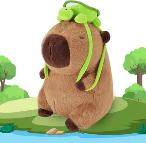 Achwishap Capybara Plush,Cute Plushies Capybara Stuffed Animal,Soft Capybara Plush Toys,Kawaii Plush Stuffed Toys with Turtle Backpack Plushies Gifts for Kids Adults Birthday(Capybara Turtle,14”)