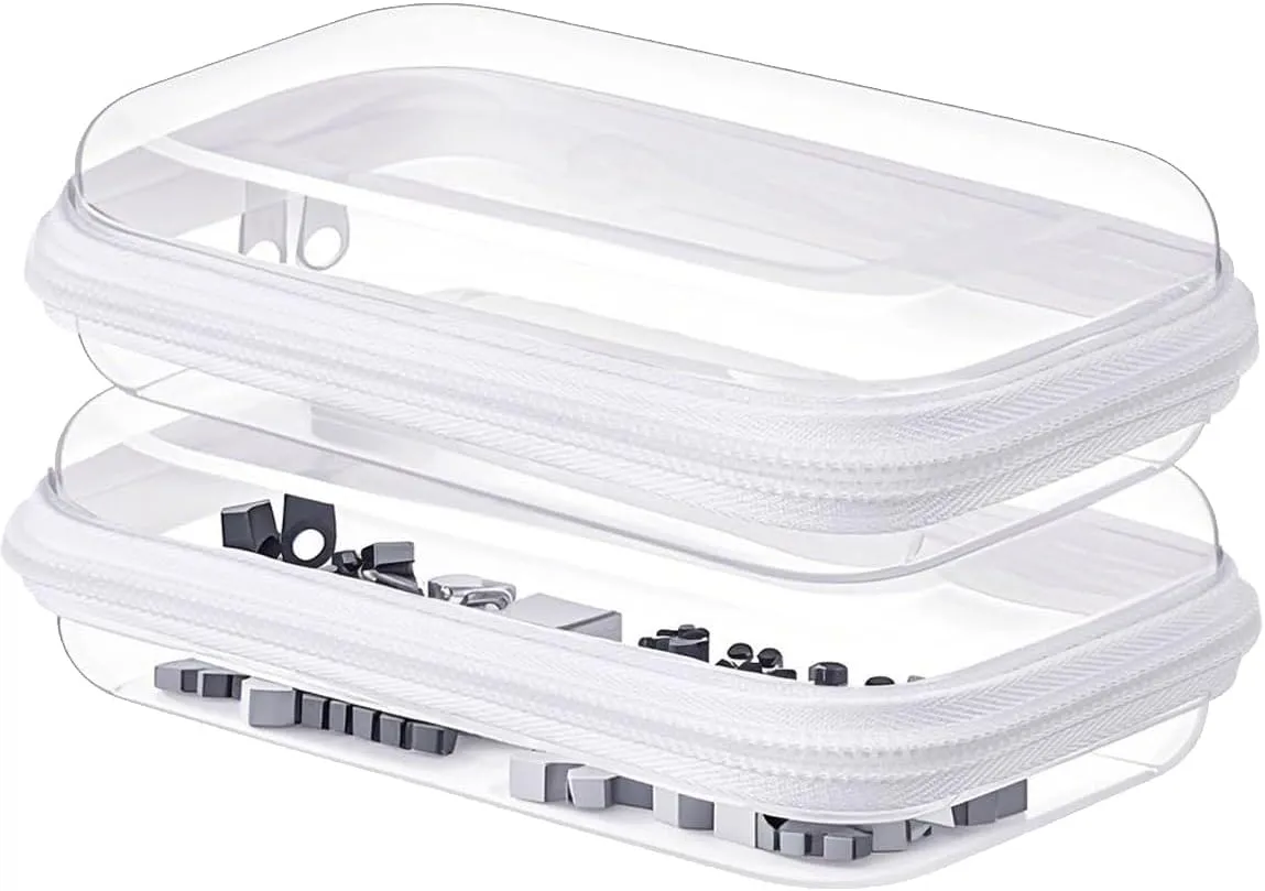 Aimery 2 Pack Clear Hard Shell Zipper Case, Waterproof Hard Plastic Zipper Pouch,Portable Clear Travel Makeup Case,Toiletry & Cosmetic Bag, Storage Zipper pouch For Snacks Toy