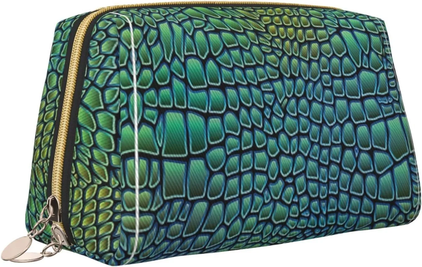 Alligator Skin Print Cosmetic Bags,Leather Makeup Bag Small For Purse,Cosmetic Pouch,Toiletry Clutch For Women Travel