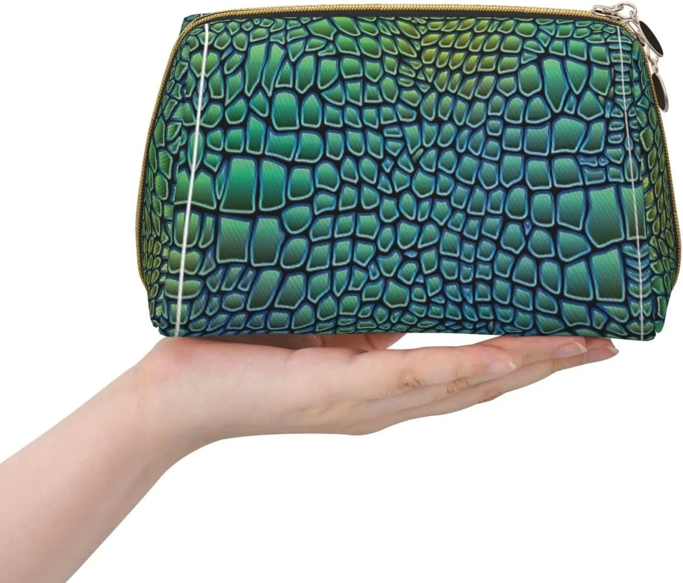 Alligator Skin Print Cosmetic Bags,Leather Makeup Bag Small For Purse,Cosmetic Pouch,Toiletry Clutch For Women Travel
