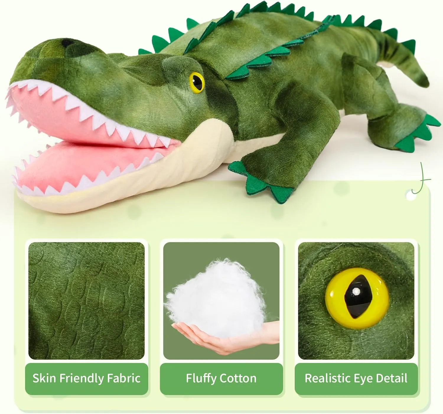 Alligator Stuffed Animal 23.6", Mommy Crocodile Plush Toy with 3 Baby Crocodile, Stuffed Alligator Plush Gift,Stuffed Crocodile for Kids on Birthday,Christmas or Baby Shower
