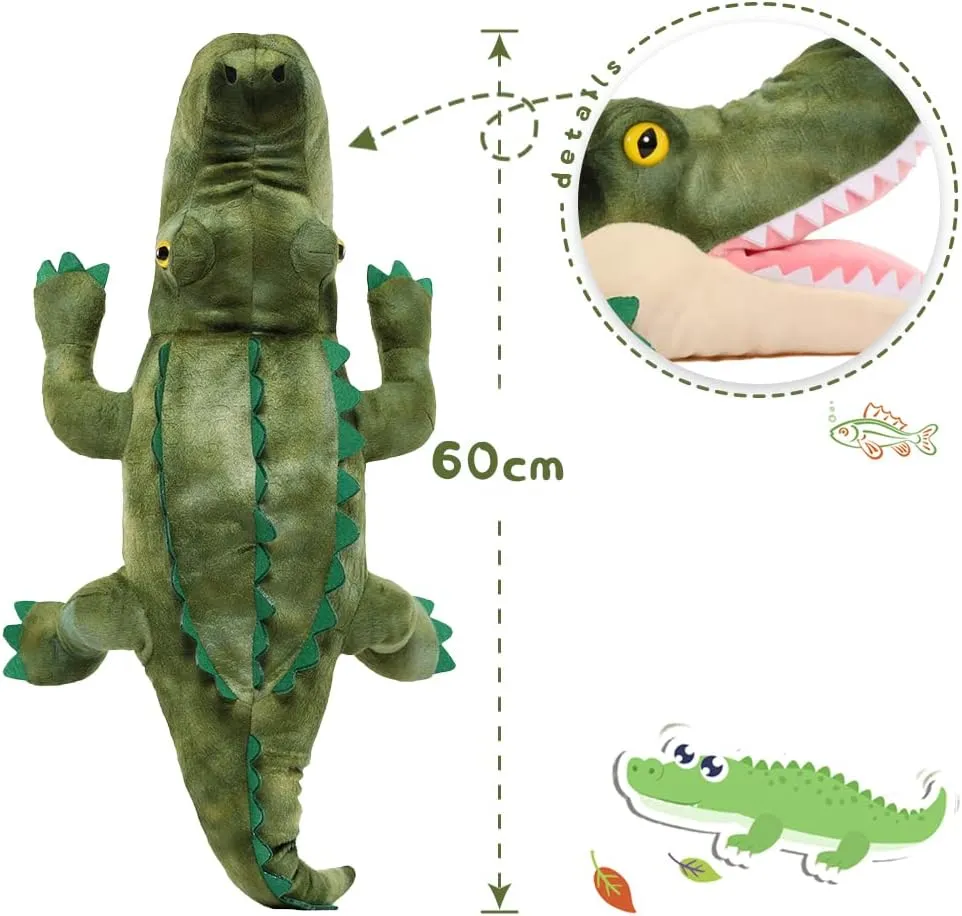 Alligator Stuffed Animal 23.6", Mommy Crocodile Plush Toy with 3 Baby Crocodile, Stuffed Alligator Plush Gift,Stuffed Crocodile for Kids on Birthday,Christmas or Baby Shower
