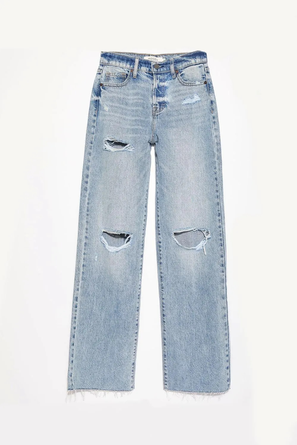 Allimy Women's High Waisted Straight Ankle Wide Leg Ripped Jeans Frayed Hem Stretchy Capri Denim Pants