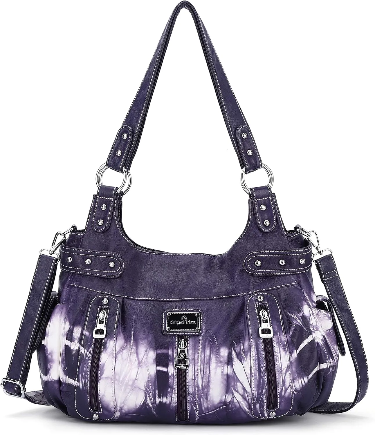 Angelkiss Large Purses and Handbags for Women Washed Faux Leather Crossbody Hobo Satchel Shoulder Handbag Tote Purse