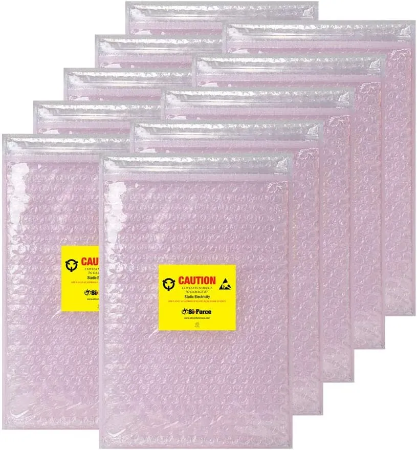 Anti Static Bubble Bags, Resealable Static Shielding Bag, Reusable for Sensitive Electronic Components (Large Qty 100) Pink