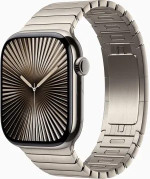 Apple Watch Series 10 [GPS, 42mm] - Natural Titanium Case with Gold Link Bracelet (Renewed)