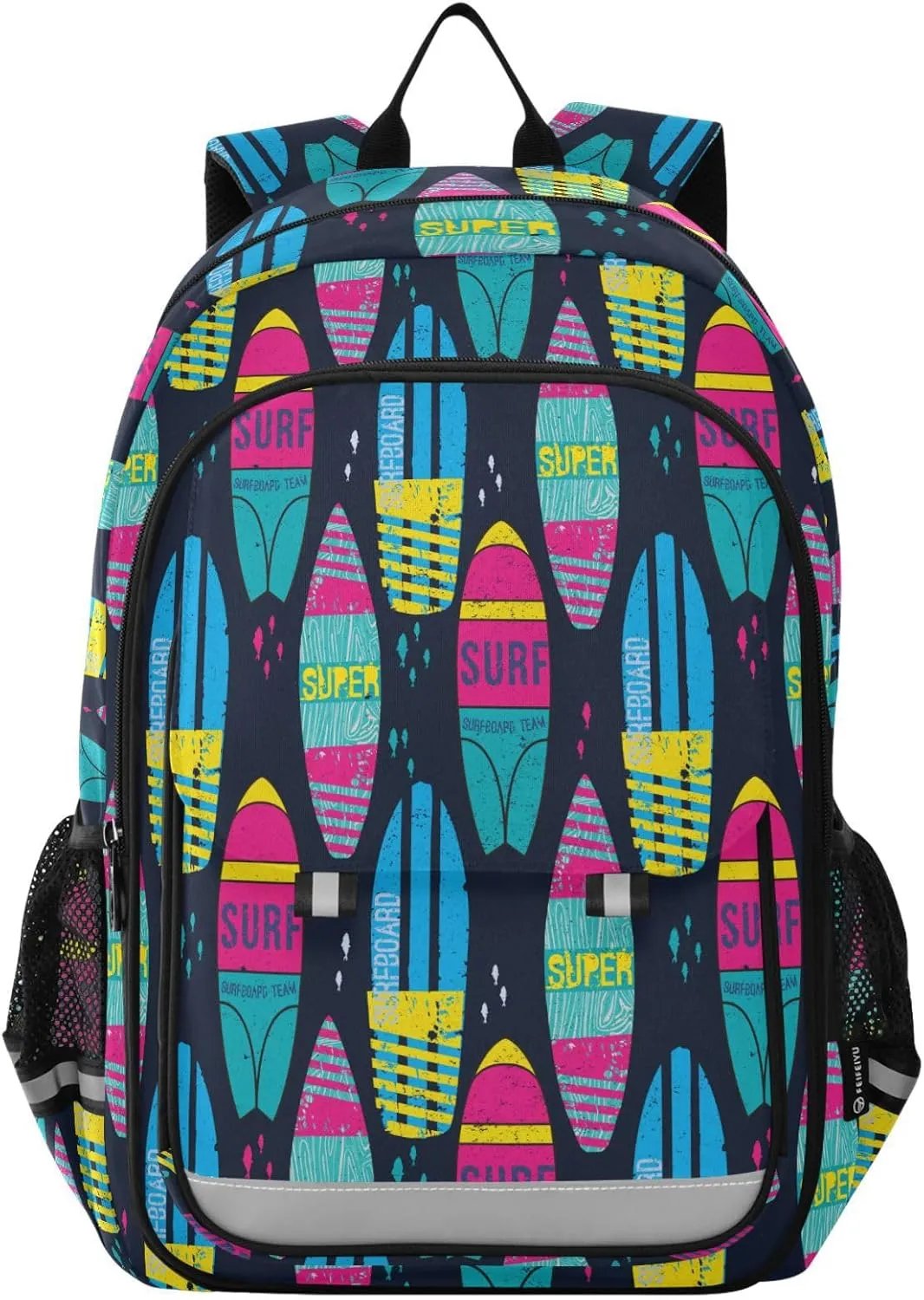 Aslsiy Kids Backpack Sea Surfing School Backpack for Boys Girls Bright Surf Decks Book Bags Daycare 17 Inch Laptop Bag