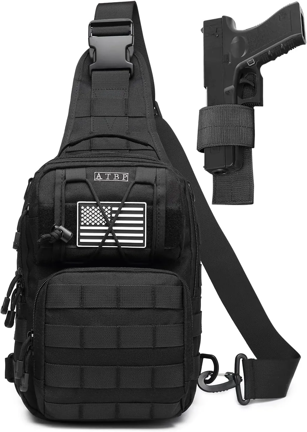 ATBP Tactical Sling Backpack Bag Pack for Men Military One Strap Shoulder Backpack Crossbody Bag With Holster 10 Liters