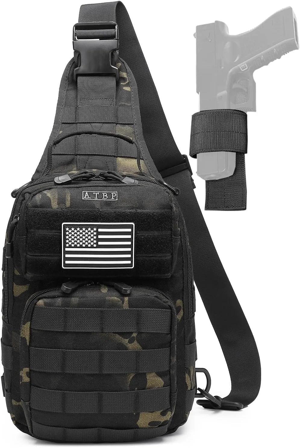 ATBP Tactical Sling Backpack With Holster Military Crossbody Bag for Men Single Shoulder Back Pack 10L