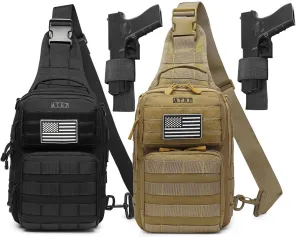 ATBP Tactical Sling Backpack With Holster Military Crossbody Bag for Men Single Shoulder Back Pack 10L