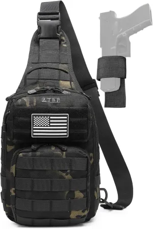 ATBP Tactical Sling Backpack With Holster Military Crossbody Bag for Men Single Shoulder Back Pack 10L
