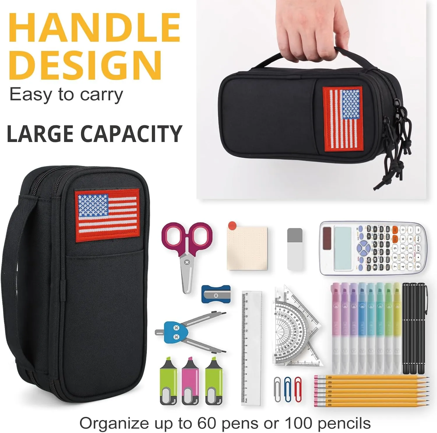 ATRIPACK Tactical Pencil Case for Boy,Large Capacity Pencil Pouch,Marker Organizer Case Pen Box, Tool Bag Desk Organizer for School College Office Organizers for Kids Men Women Adult Teens(Black)