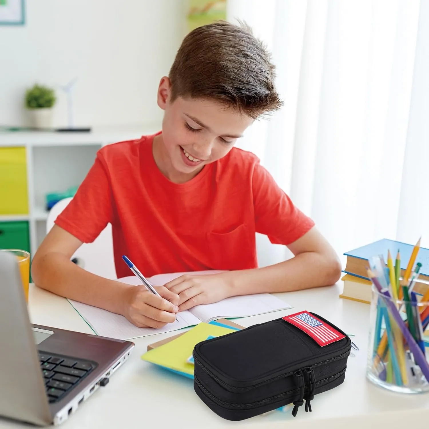 ATRIPACK Tactical Pencil Case for Boy,Large Capacity Pencil Pouch,Marker Organizer Case Pen Box, Tool Bag Desk Organizer for School College Office Organizers for Kids Men Women Adult Teens(Black)