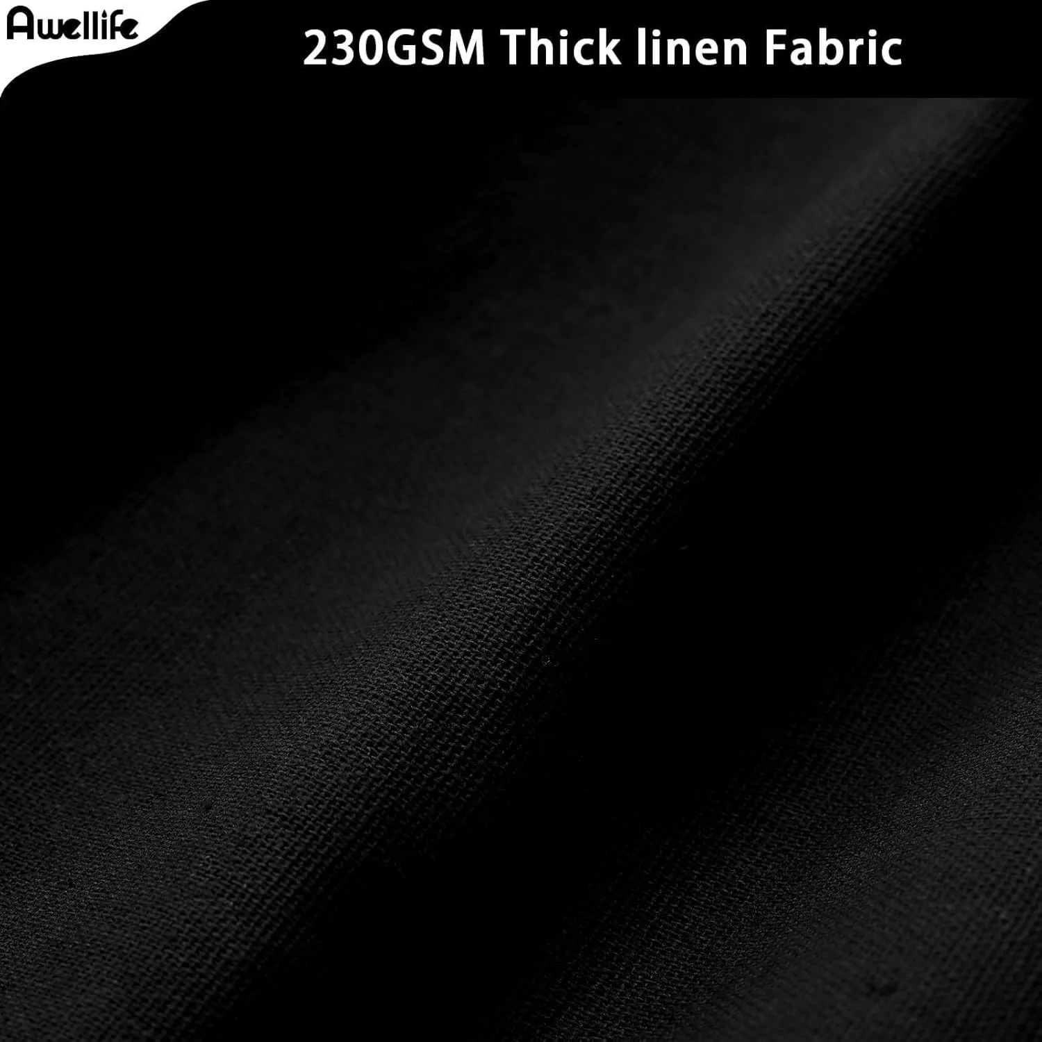 Awellife Linen Button Farmhouse Beige Shower Curtain,Linen and Cotton Woven Fabric,Pleated Brown Stripe,Country Style (Black & Cream, 72" L x 72" W)