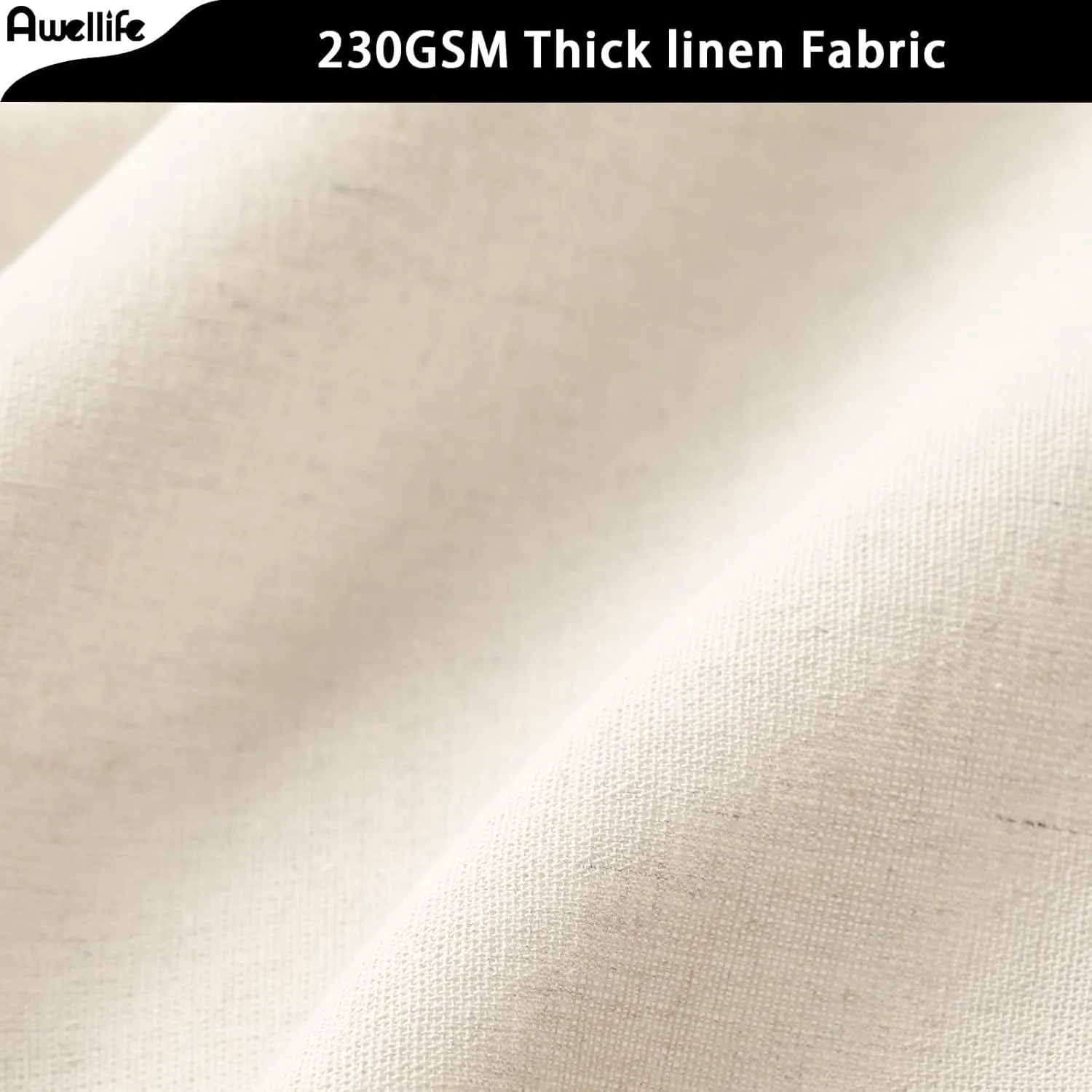 Awellife Linen Button Farmhouse Beige Shower Curtain,Linen and Cotton Woven Fabric,Pleated Brown Stripe,Country Style (Black & Cream, 72" L x 72" W)