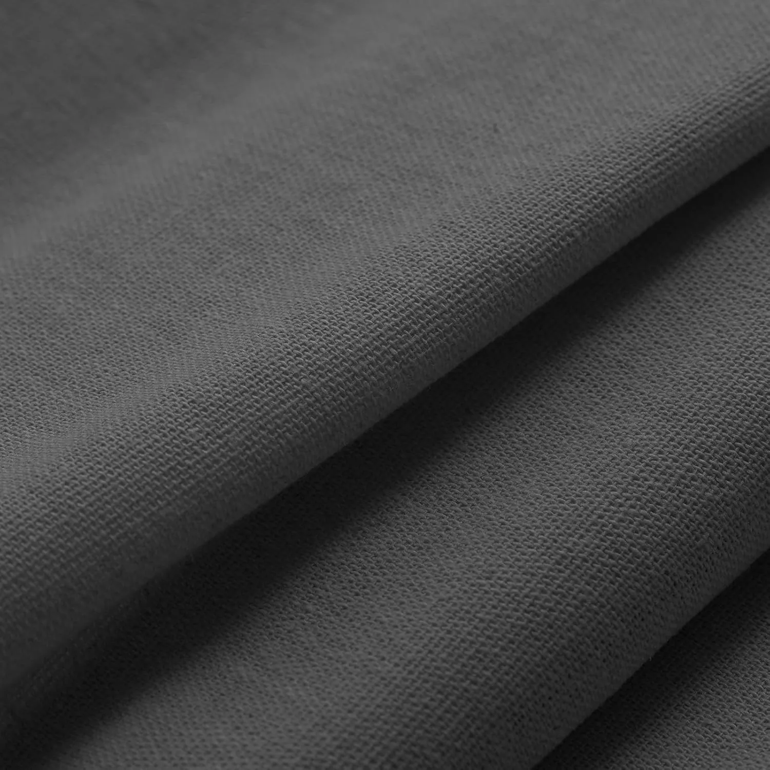 Awellife Linen Button Farmhouse Shower Curtain,Linen and Cotton Woven Fabric,Country Style (Black Grey, 72" L x 72" W)