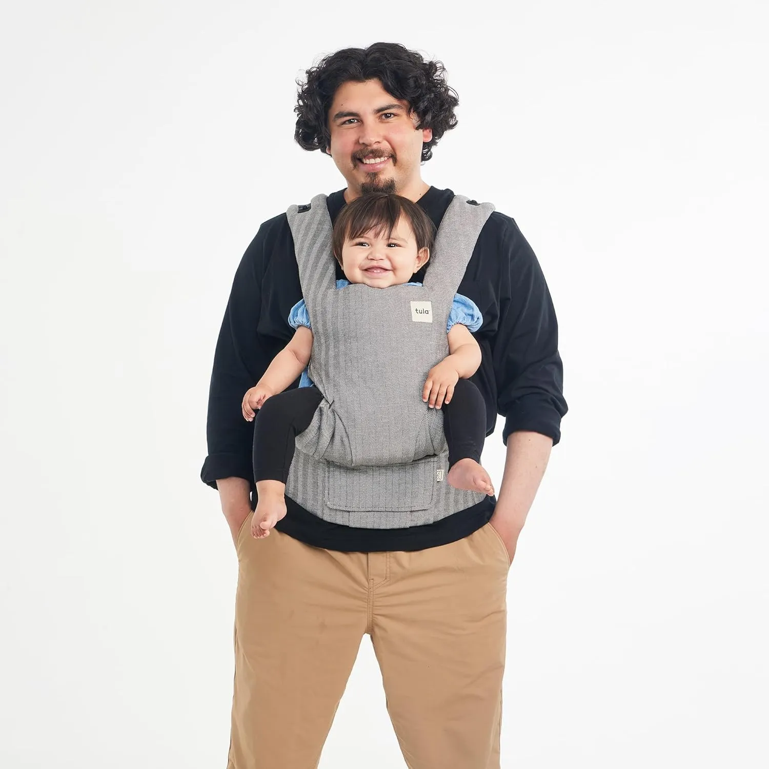 Baby Tula Explore Linen Baby Carrier 7 – 45 lb, Adjustable Newborn to Toddler Carrier, Multiple Ergonomic Positions Front and Back, Breathable and [Natural – Explore   Linen, Ash