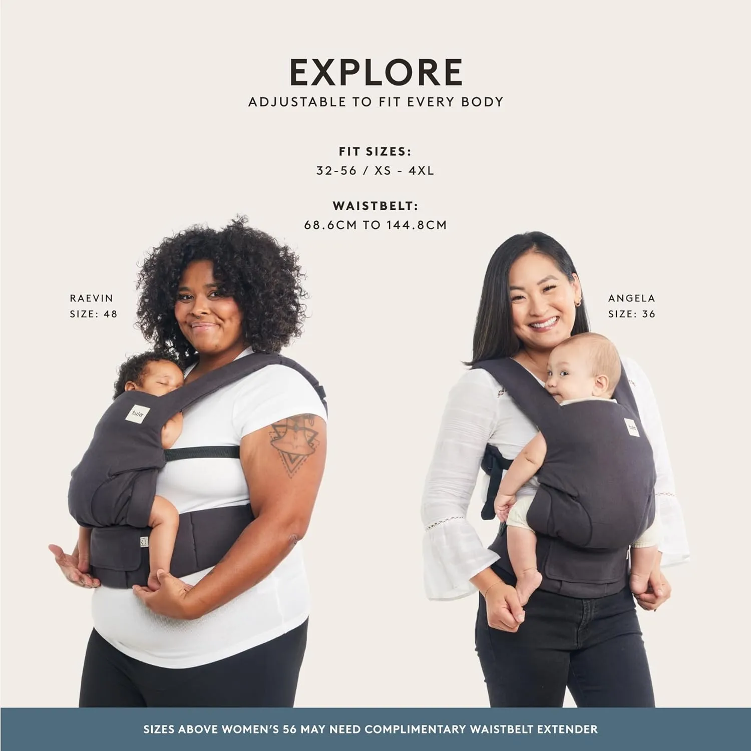 Baby Tula Explore Linen Baby Carrier 7 – 45 lb, Adjustable Newborn to Toddler Carrier, Multiple Ergonomic Positions Front and Back, Breathable and [Natural – Explore   Linen, Ash