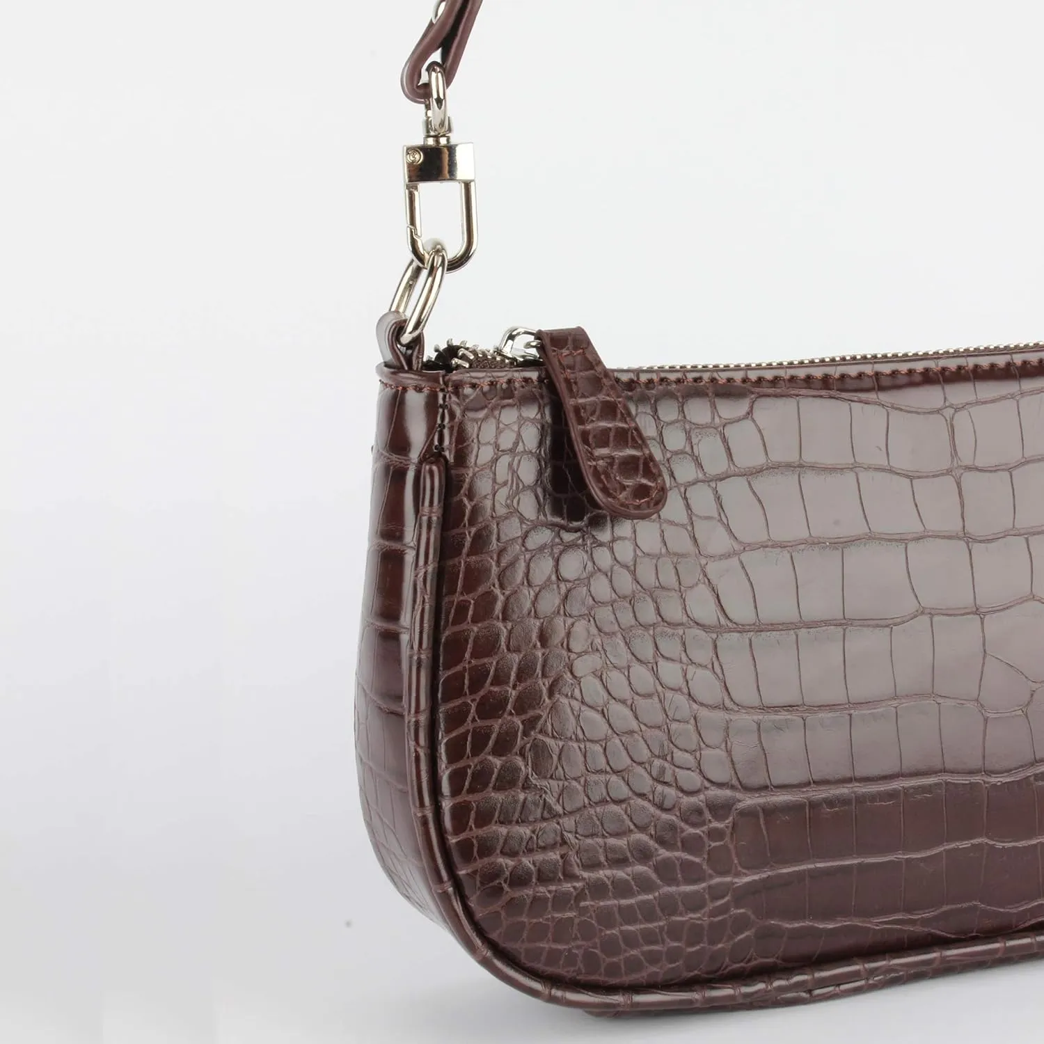 Bag Crocodile Effect Retro Faux Leather Classic Clutch Shoulder Purse Handbag for Women