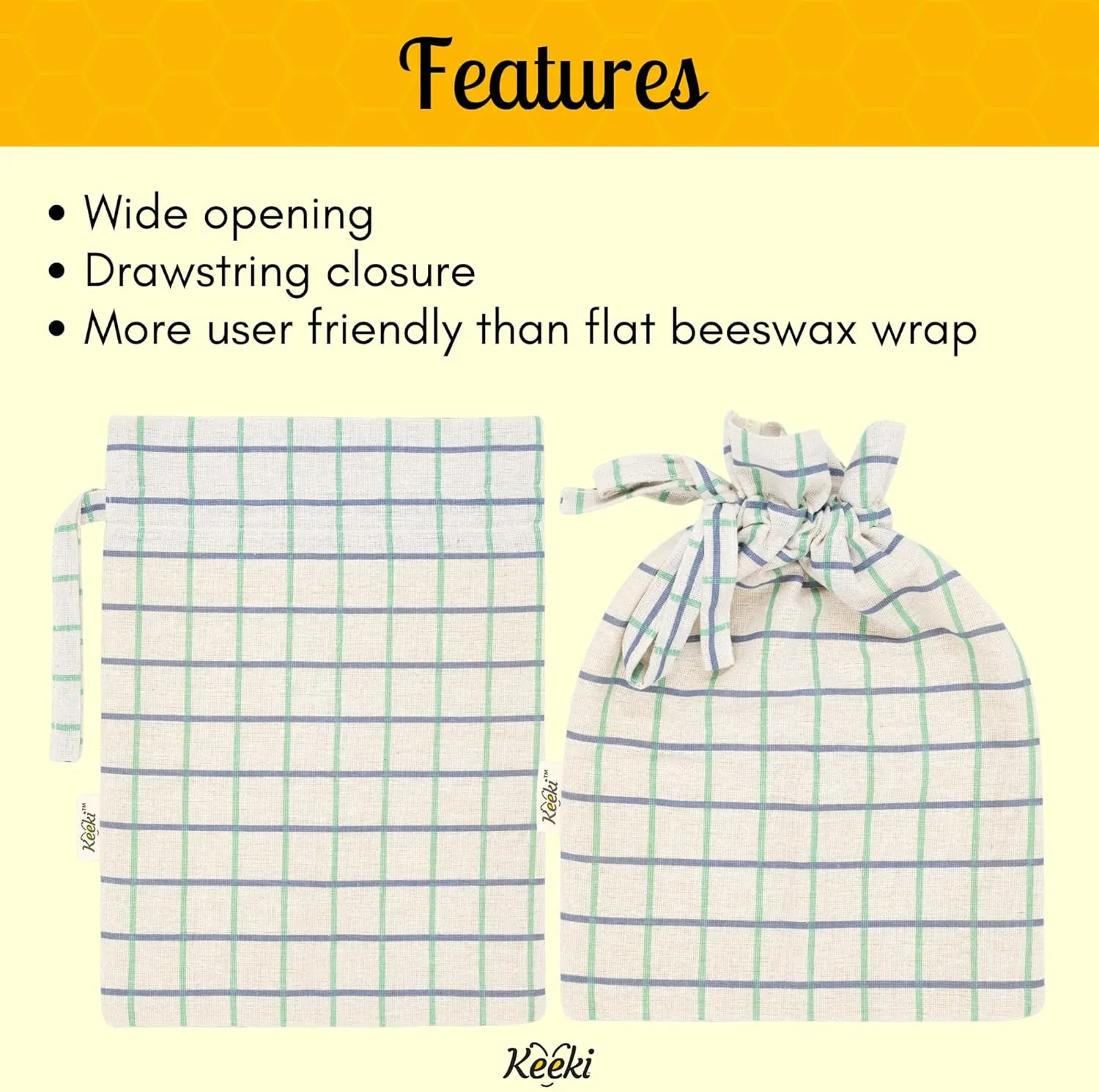 Bag - The Original Beeswax Lined Bread Bag for Homemade & Sourdough | Reusable Linen Bread Storage | Beeswax Wrap Alternative | Plastic-Free Storage w/Wide Drawstring Closure - Natural