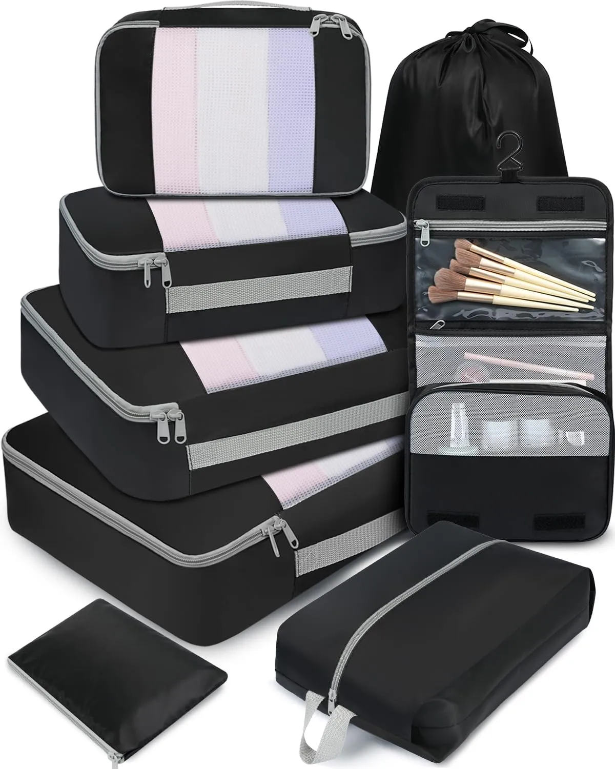 BAGAIL 6 Set/8 Set/10 Set Packing Cubes Various Sizes Packing Organizer for Travel Accessories Luggage Carry On Suitcase