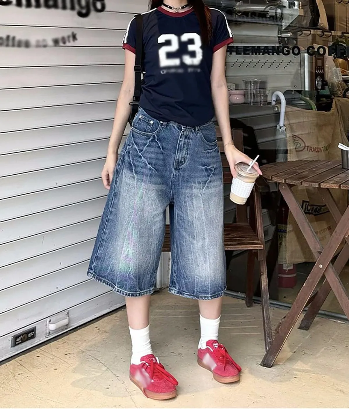 Baggy Jean Shorts for Women Jorts Y2k Low Rise Wide Leg Denim Shorts Goth Summer Jeans Loose Streetwear Retro Blue