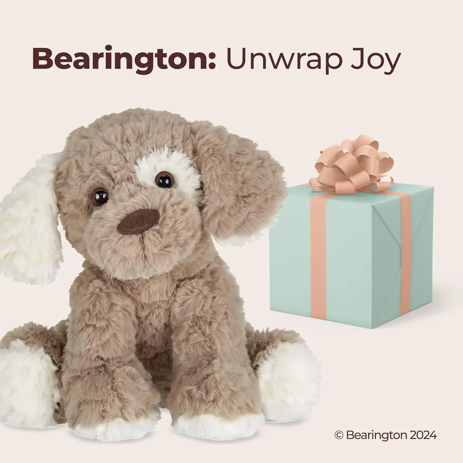 Bearington Collection Beige and Brown Dog Stuffed Animal 11 in - Puppy Stuffed Animals - Plush Dog Toys for Kids - Plushies