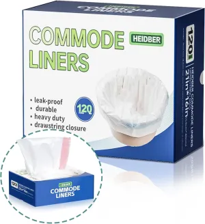 Bedside Commode Liners Disposable 120 Pack Commode Bags for Portable Toilet Chair Bucket/Commode Toilet, Waste Bags Fits All Standard Bedside Portable Toilet Potty Bedpan