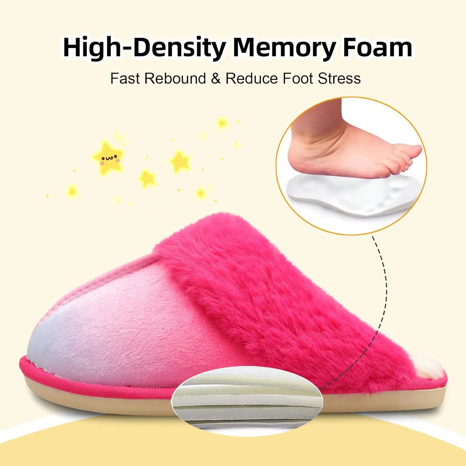 Besroad Kids Slippers Girls Boys Fuzzy House Slippers Warm Memory Foam House Shoes Soft Plush Bedroom Slippers Slides Indoor Outdoor