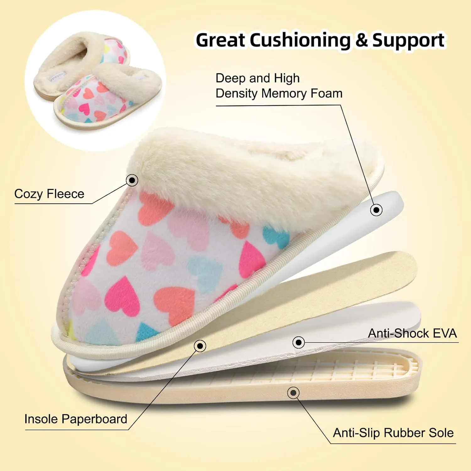 Besroad Kids Slippers Girls Boys Fuzzy House Slippers Warm Memory Foam House Shoes Soft Plush Bedroom Slippers Slides Indoor Outdoor