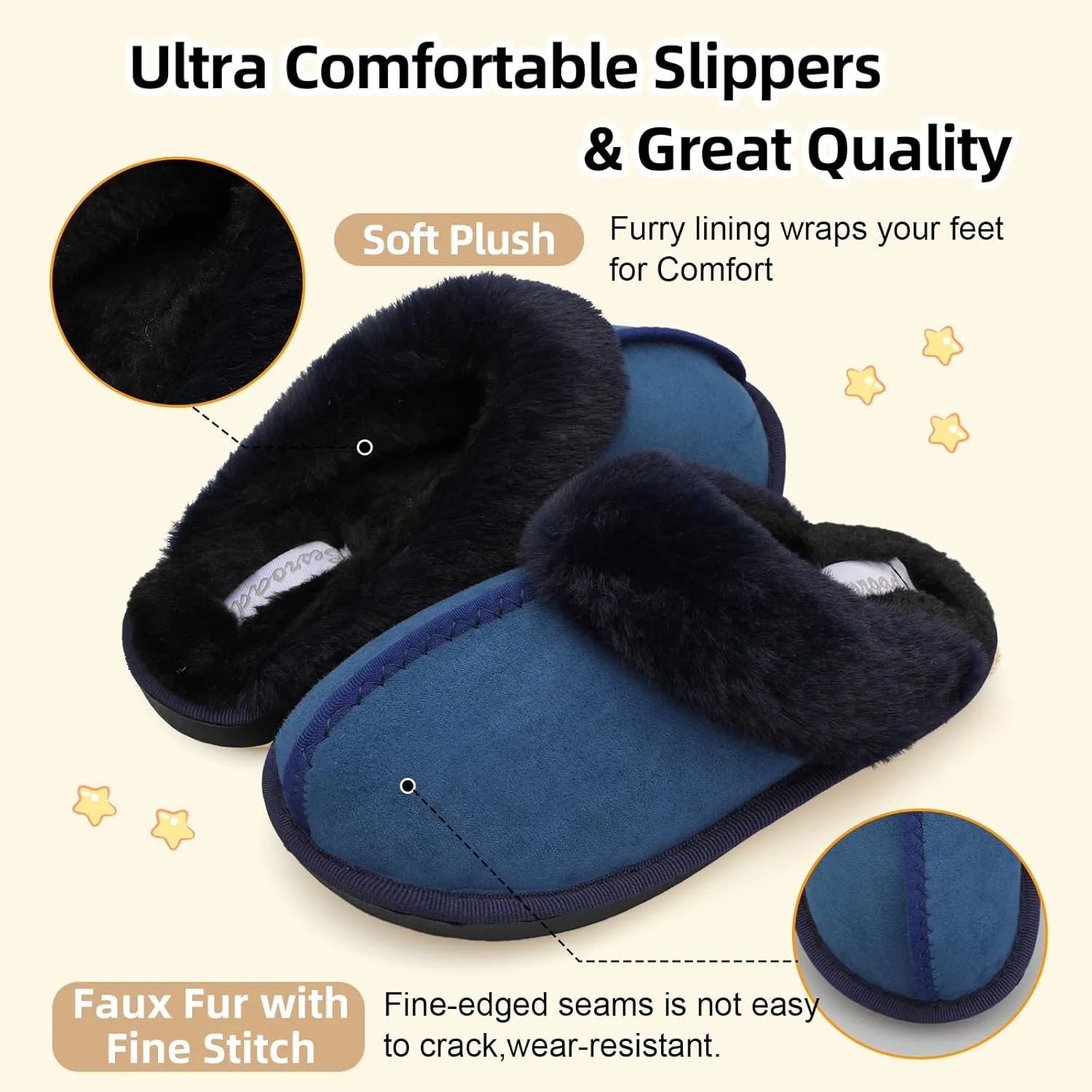 Besroad Kids Slippers Girls Boys Fuzzy House Slippers Warm Memory Foam House Shoes Soft Plush Bedroom Slippers Slides Indoor Outdoor