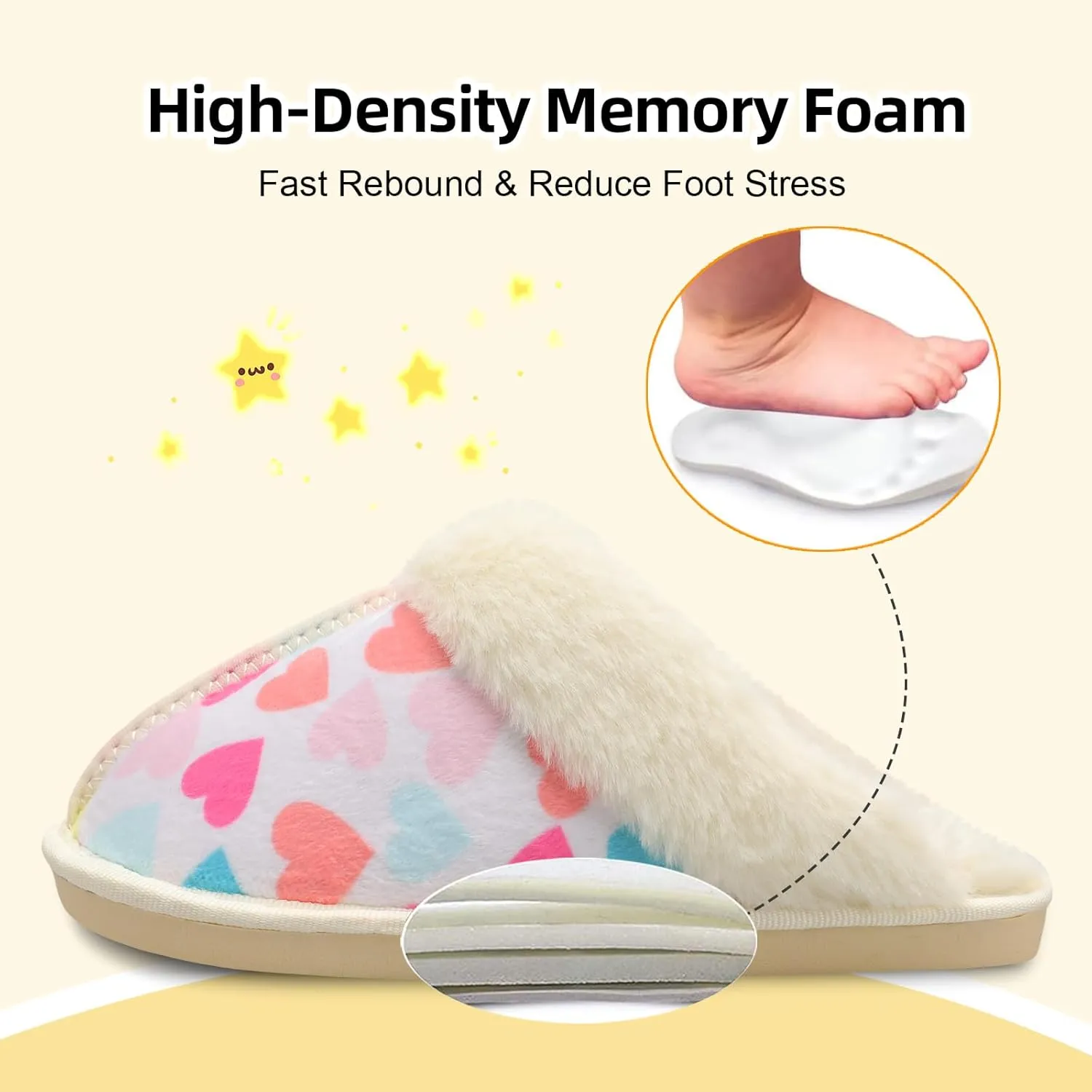 Besroad Kids Slippers Girls Boys Fuzzy House Slippers Warm Memory Foam House Shoes Soft Plush Bedroom Slippers Slides Indoor Outdoor