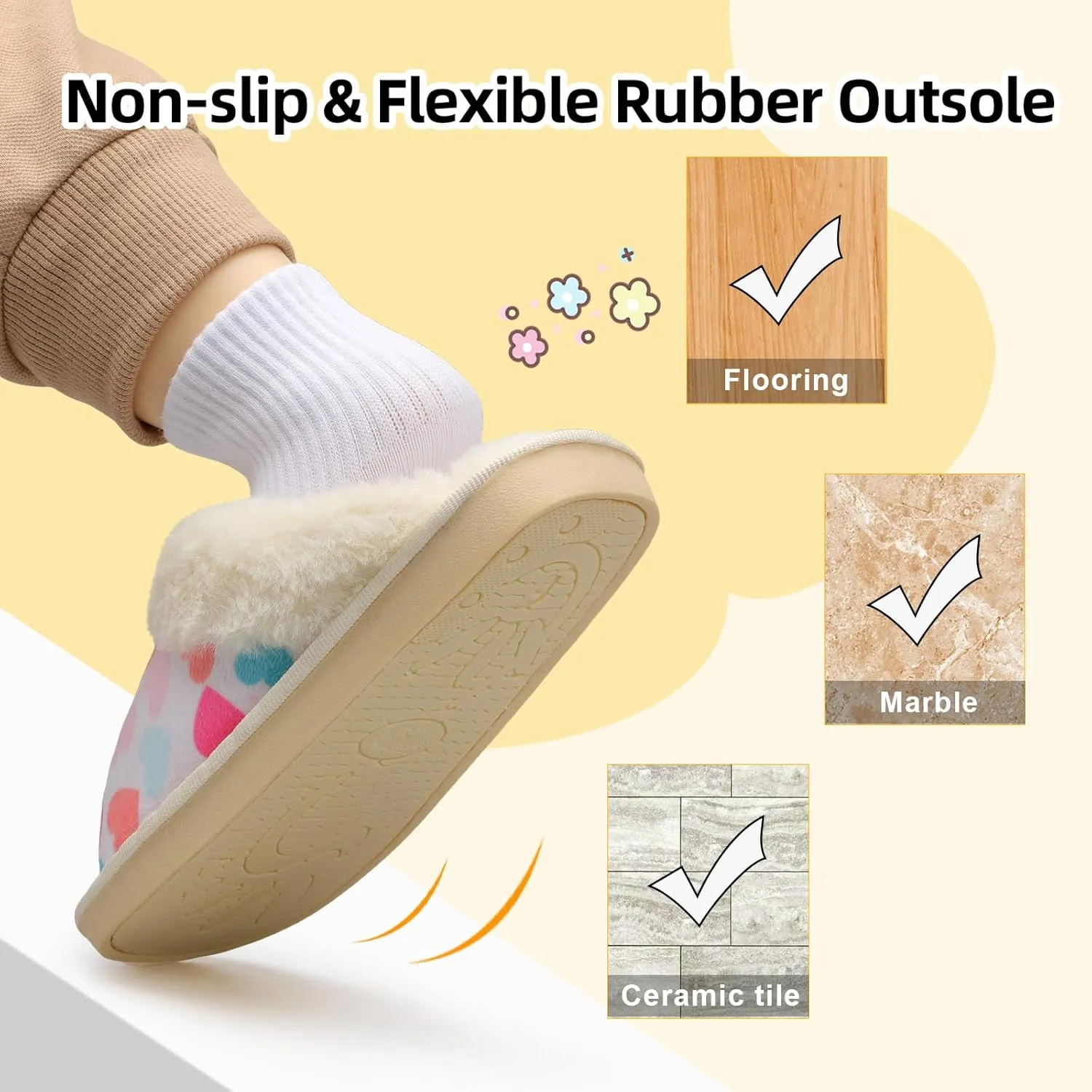 Besroad Kids Slippers Girls Boys Fuzzy House Slippers Warm Memory Foam House Shoes Soft Plush Bedroom Slippers Slides Indoor Outdoor