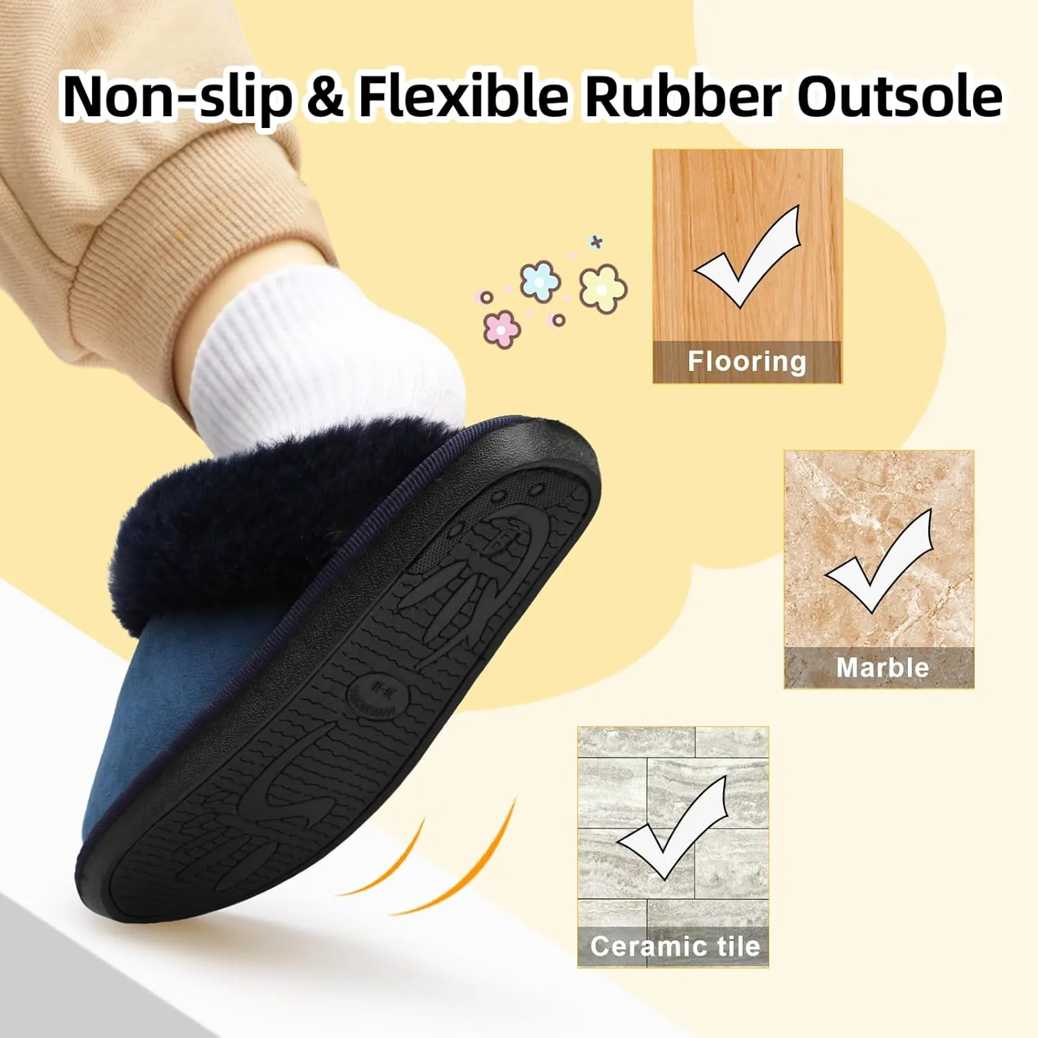 Besroad Kids Slippers Girls Boys Fuzzy House Slippers Warm Memory Foam House Shoes Soft Plush Bedroom Slippers Slides Indoor Outdoor