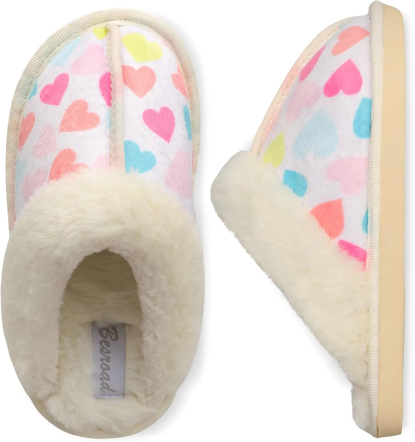 Besroad Kids Slippers Girls Boys Fuzzy House Slippers Warm Memory Foam House Shoes Soft Plush Bedroom Slippers Slides Indoor Outdoor
