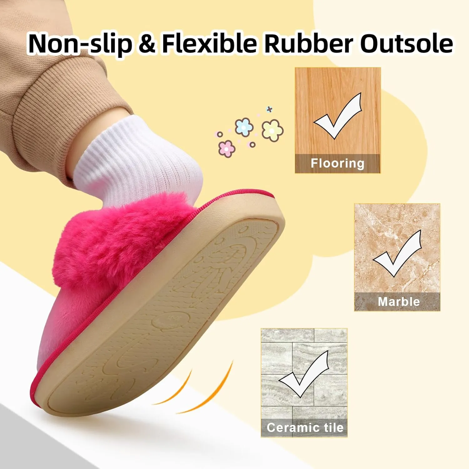 Besroad Kids Slippers Girls Boys Fuzzy House Slippers Warm Memory Foam House Shoes Soft Plush Bedroom Slippers Slides Indoor Outdoor