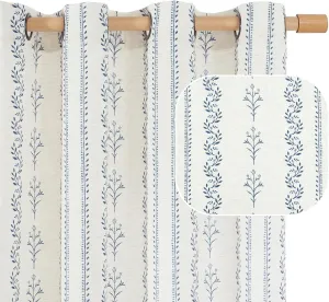 BGment Navy Blue Vintage Floral French Country Curtains 84 Inch Length for Living Room Boho Print Light Filtering Window Curtains & Drapes for Farmhouse Rustic, Each 52 Inch Wide, 2 Panels Set