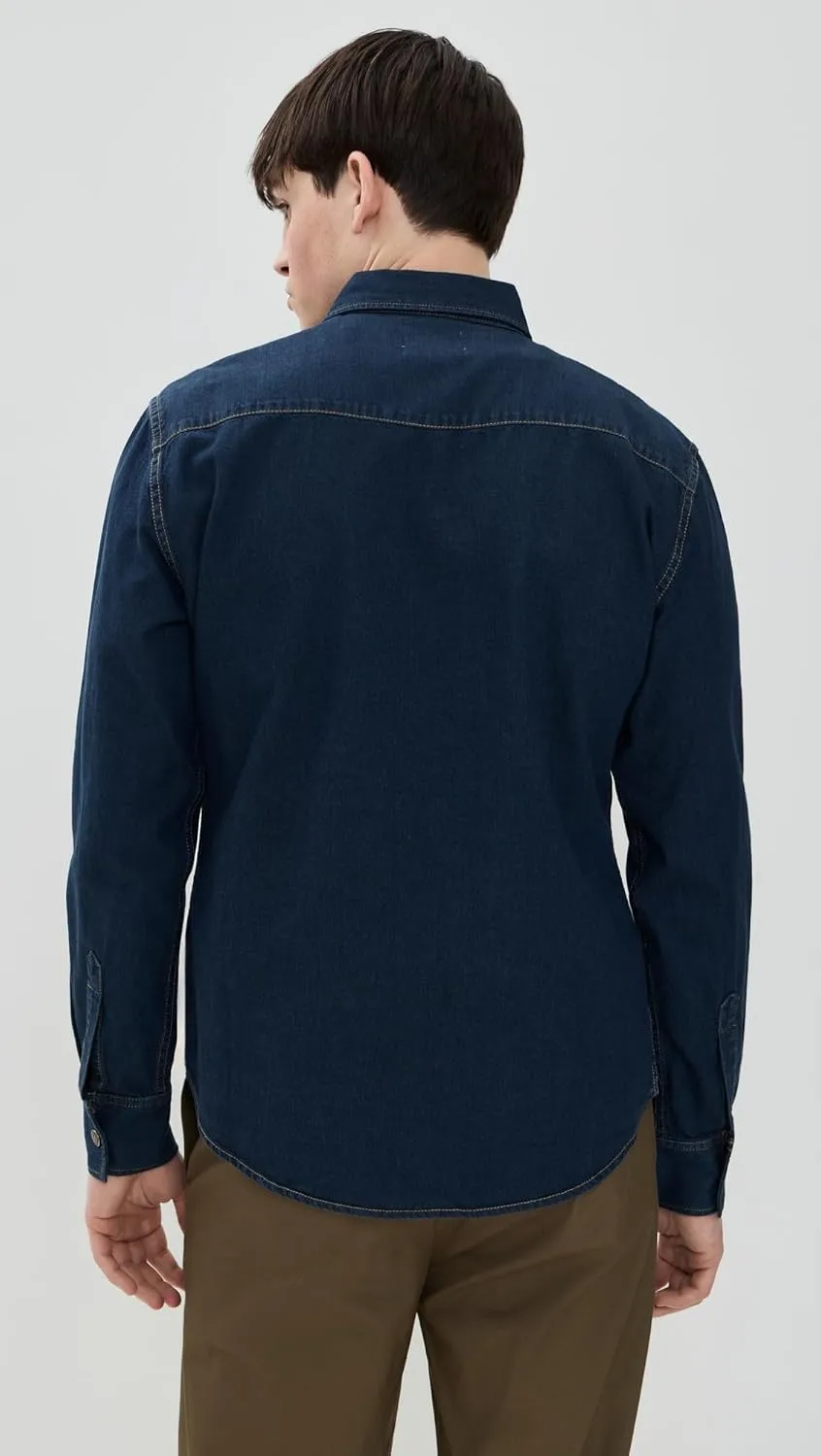 Billy Reid Men's Denim Brass Snap Work Shirt