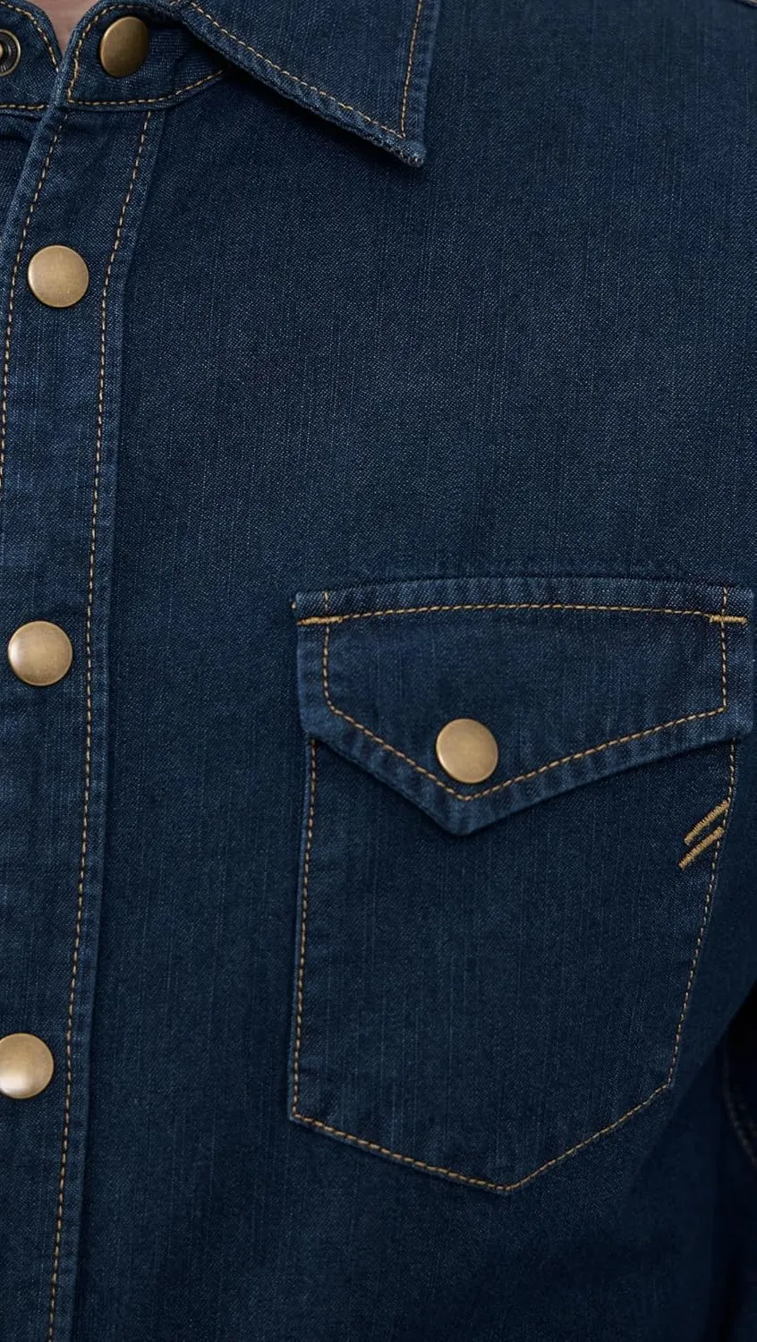 Billy Reid Men's Denim Brass Snap Work Shirt