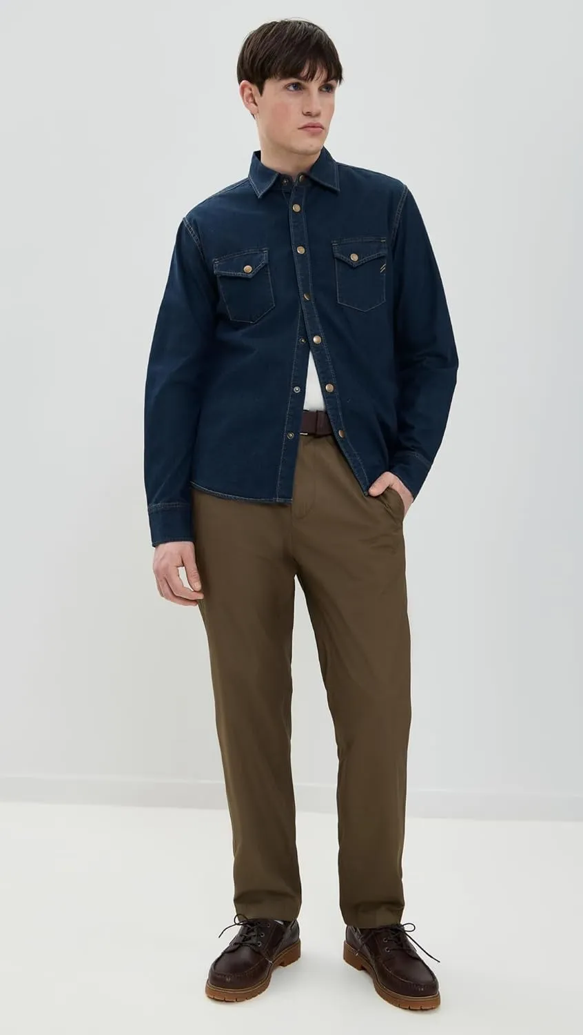 Billy Reid Men's Denim Brass Snap Work Shirt