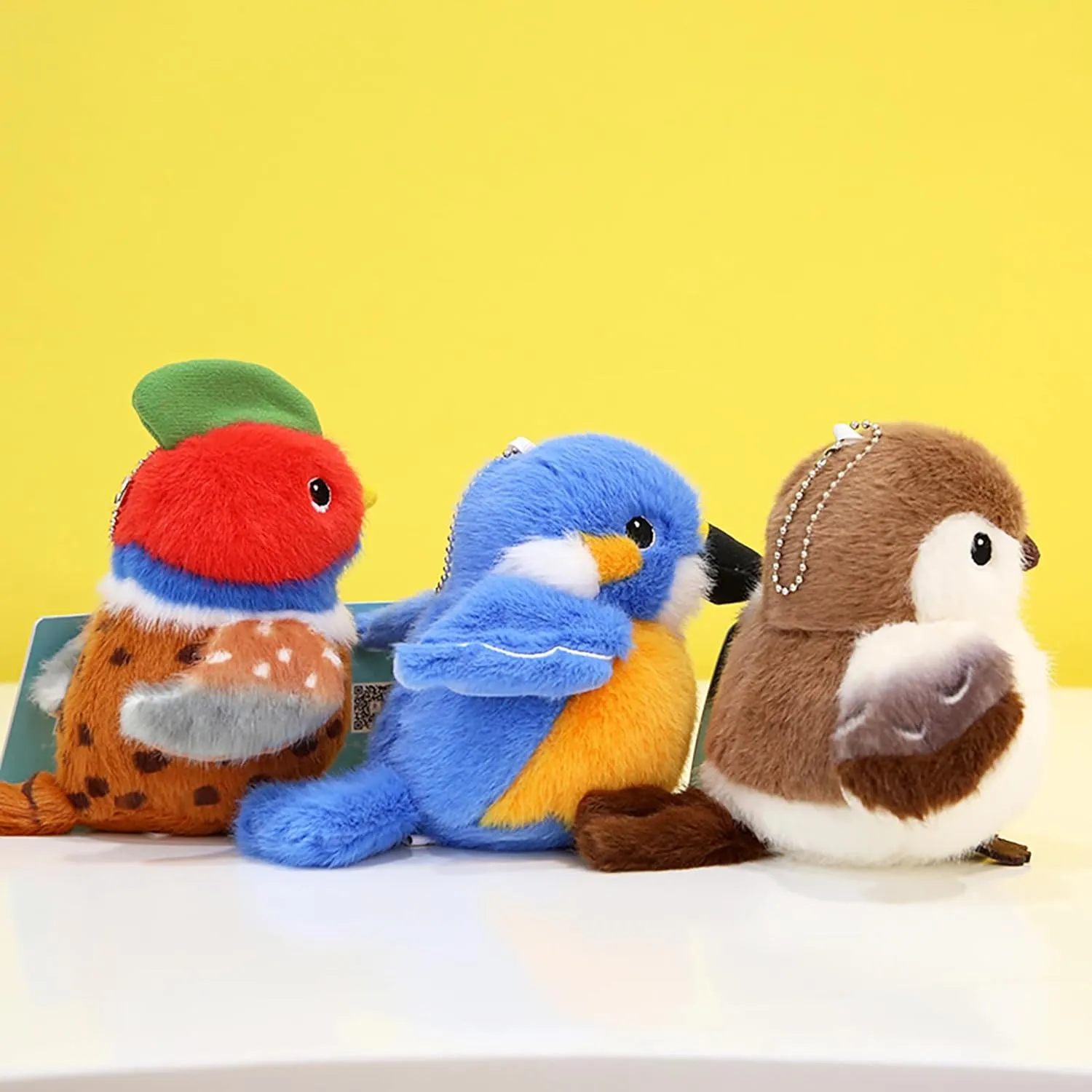 Bird Stuffed Animal Cute Bird Plush Bag Pendant Simulation Bird Toys for Kids Pendant Doll Birthday Gift Decoration(Sparrow Plush)