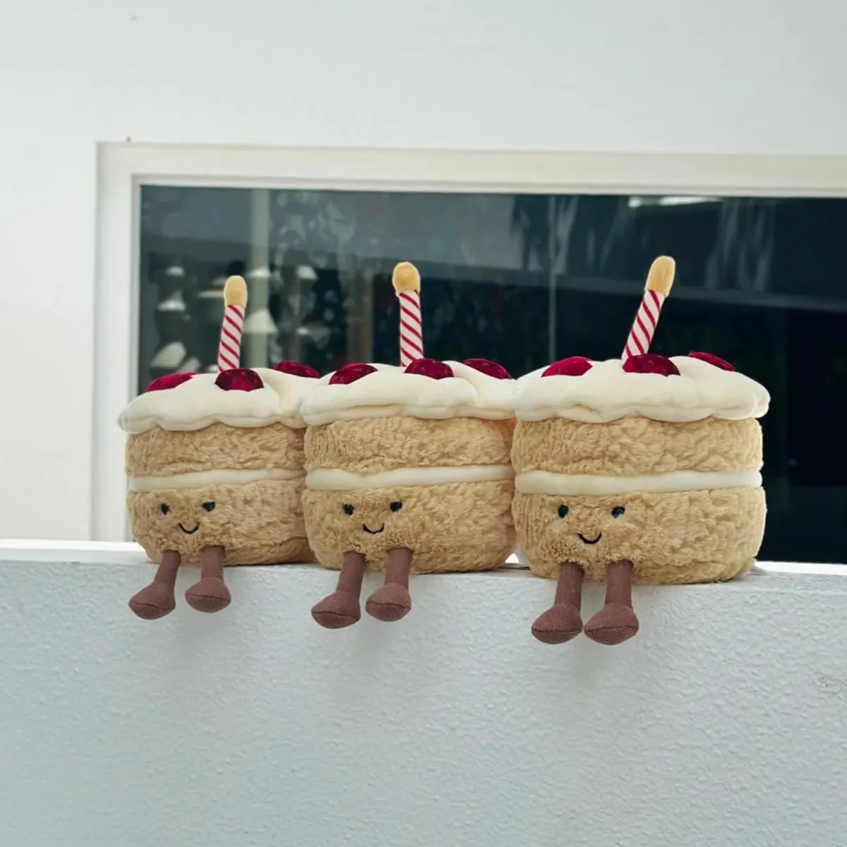 Birthday Cake Plush, 7.9" Cute Birthday Stuffed Animal for Girls, Funny Food Plushie, Soft Smile Cake Toy Gift for Kids(Birthday Cake)