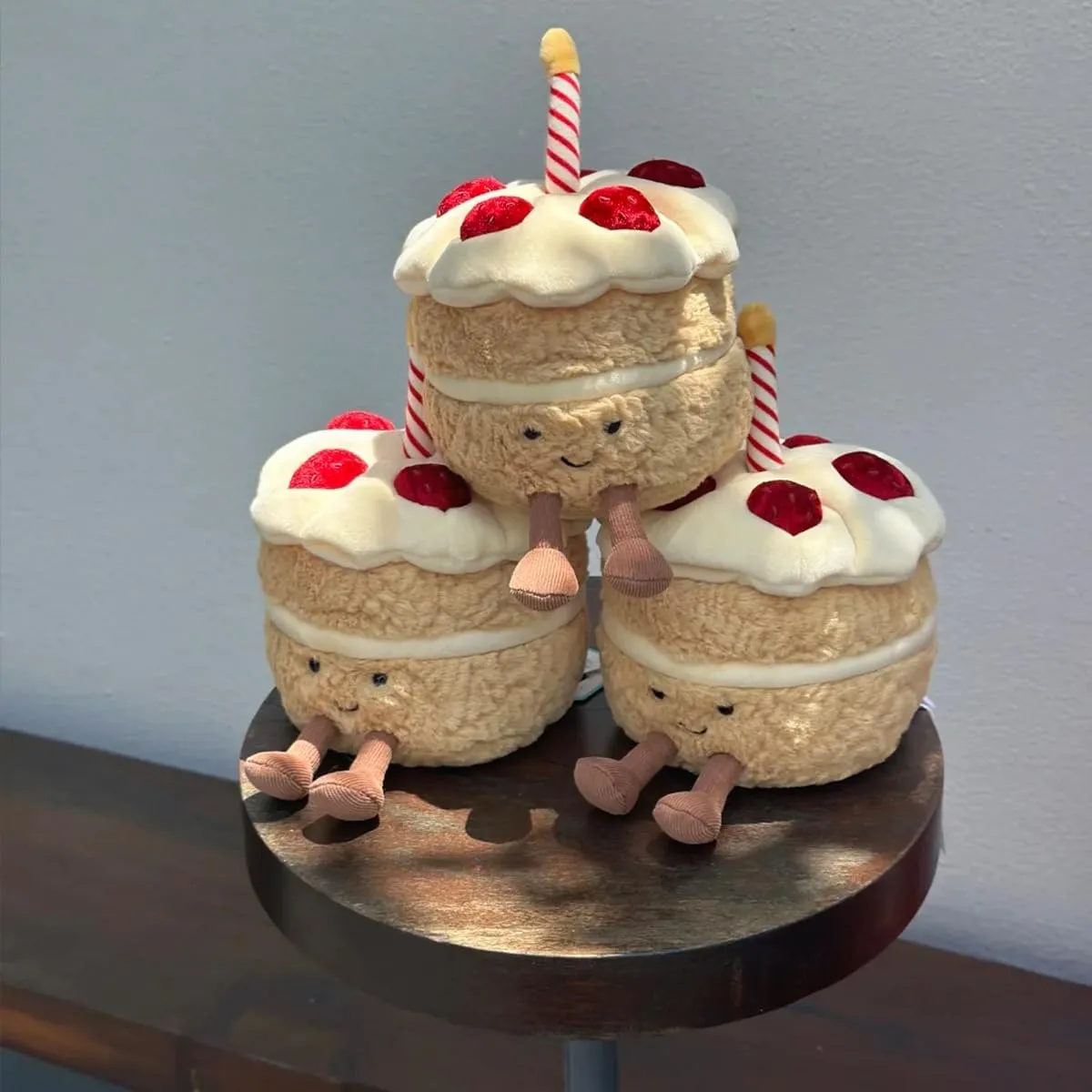 Birthday Cake Plush, 7.9" Cute Birthday Stuffed Animal for Girls, Funny Food Plushie, Soft Smile Cake Toy Gift for Kids(Birthday Cake)
